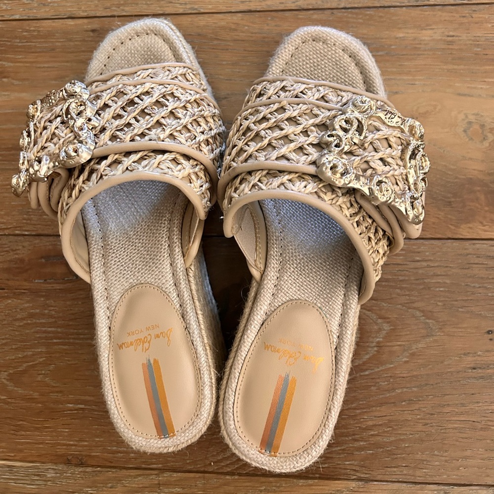 Sam Edelman Cadance Beige Woven Slide Sandals